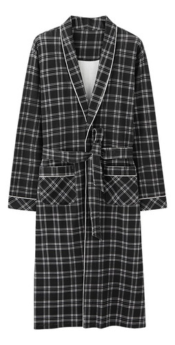 Bata De Baño A Cuadros Para Hombre, Kimono Para Dormir, Para