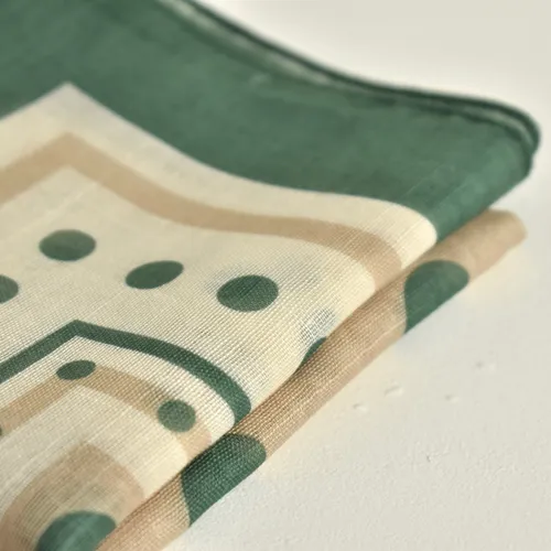 Pañuelo De Algodón, Para Mujer, Dama, Premium Verde Con Beige U