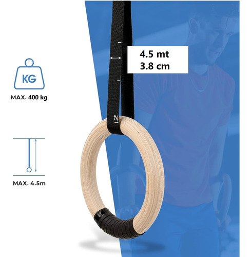 Anillas De Madera 32 Mm Olímpico Correas Enumeradas Gimnasia