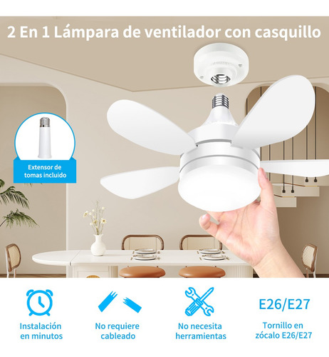 Llinpi® Ventilador De Techo Con Luces Led 5 Aspas