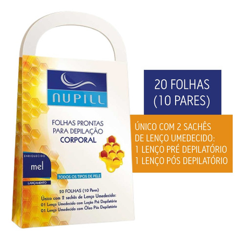 4cx Folhas Prontas Depilação Corporal Mel Nupill 20 Folhas