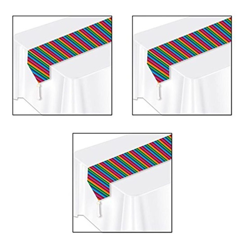 Beistle S50921az3 Impreso Fiesta Table Runner 3 Piezas Multi