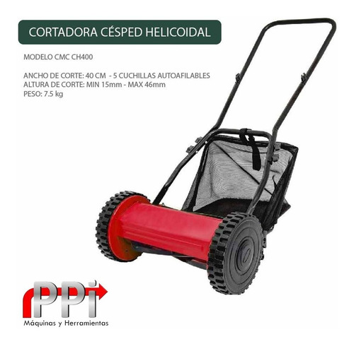 Cortadora Manual De Cesped Helicoidal Cmc400 Con Bolsa!!!