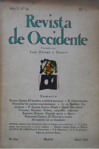 Revista De Occidente Fundada Por Jose Ortega Y Gasset 1963