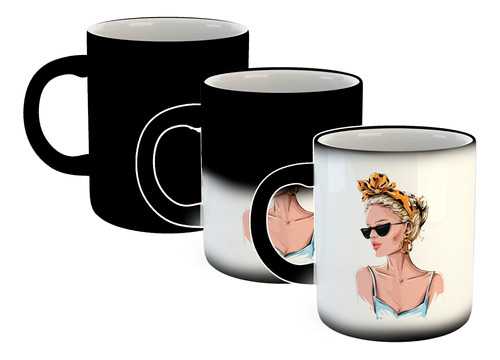 Taza Magica Chica Girl Dama Lente Estilo Rostro Boca