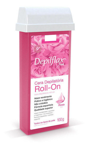 Imagen 1 de 2 de Depilflax Cera Depilatoria Roll On Rosa 100 Gr