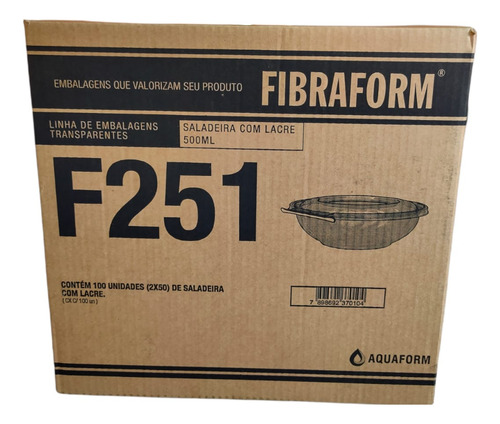 Pote Redondo 500ml Tampa Com Lacre F251 Fibraform C/100 Un