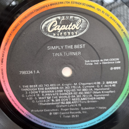 Imagem 4 de 6 de Vinil Lp Simply The Best Tina Turner 1991 Com Encarte