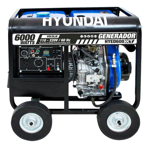 Generador Diésel Portátil Monofásico Hyundai Hyed600xt 6 Kw