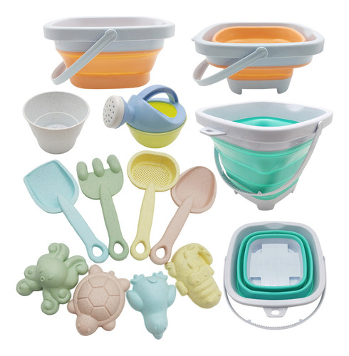 Cubos De Arena Plegables De 12 Piezas For Juguetes De Playa