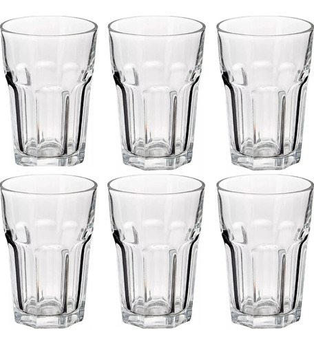 Set X6 Vasos Facetado De Vidrio 