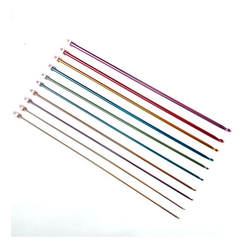 Imagen 1 de 3 de Kit De 10 Agujas Tunecinas De Aluminio De N° 2 A 7