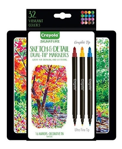 Crayola Signature Sketch & Detail Marcadores Punta Doble