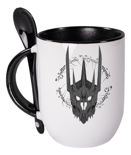 Taza Con Cuchara Sauron El Señor De Los Anillos 320ml Premiu Negro El Señor De Los Anillos