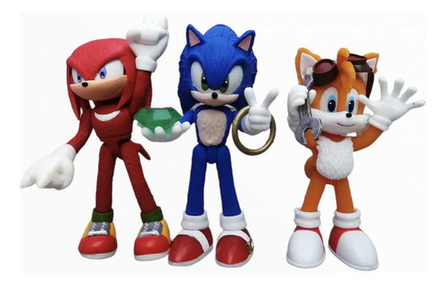 Sonic The Hedgehog Knuckles Tails Y Sonic Set 3 Art Pzs Luz