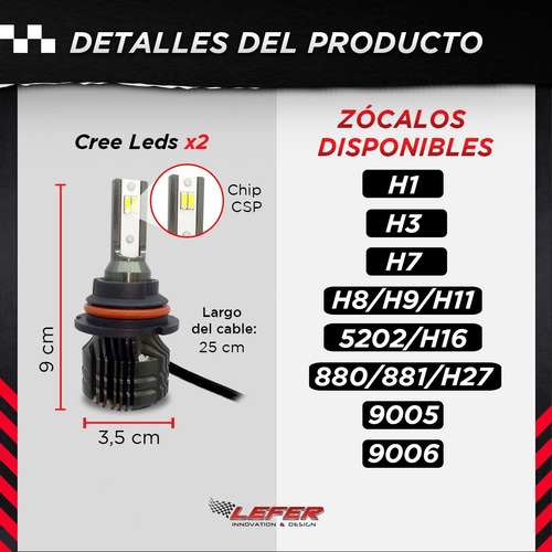 Imagen 3 de 7 de Kit Led Cree Q6 Csp Canbus Sin Cooler 9007 Alta Y Baja