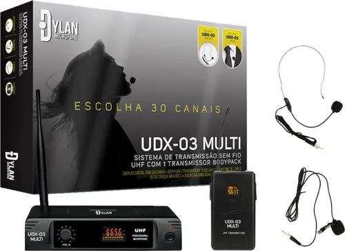 comprar Microfone Sem Fio Uhf Dylan Udx-03 + Cor Preto