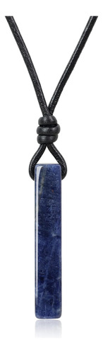 Collar Con Colgante De Piedra De Sodalita Azul Con Barra Y