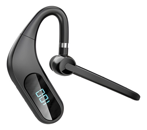 Audífono Kj12 Bluetooth 5.0 Cancelación Ruido Pantalla Led Color Negro Luz Azul