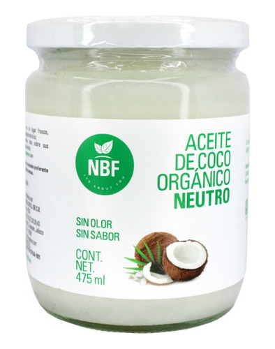 Aceite Coco Extra Virgen Neutro Nbf 475ml Sin Sabor Y Olor  