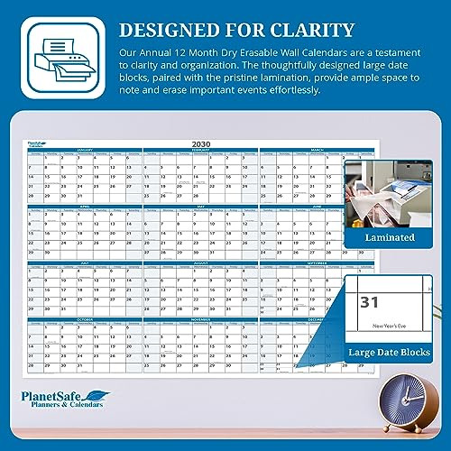 Planetsafe Calendars 2024 Annual 12-month Horizontal Sk...