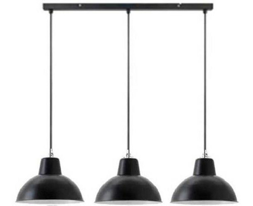 Lámpara Colgante Loft 3 Luces E27 Negro