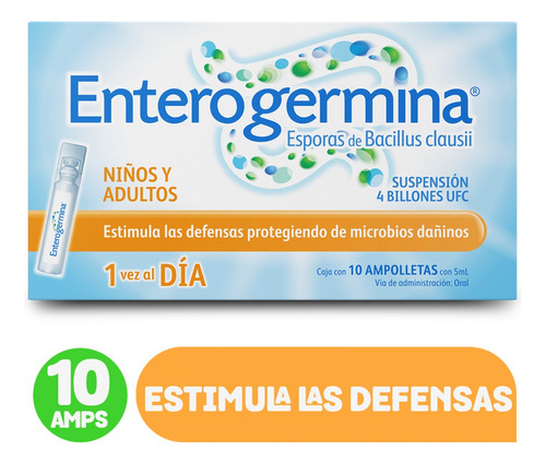 Caja Con 10 Ampolletas De Probióticos Enterogermina 5ml C/u