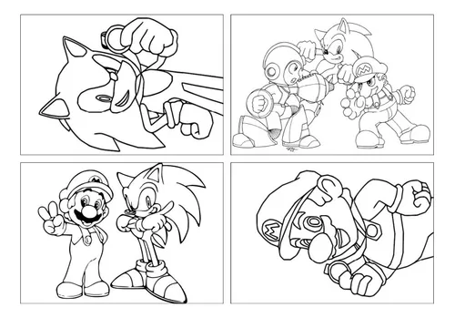 50 Desenhos Para Pintar e Colorir Sonic - Folhas A4 Sulfite