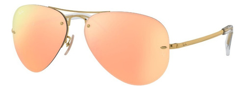 Anteojos de sol Ray-Ban RB3449 Standard con marco de metal color polished gold, lente copper espejada, varilla polished gold de metal