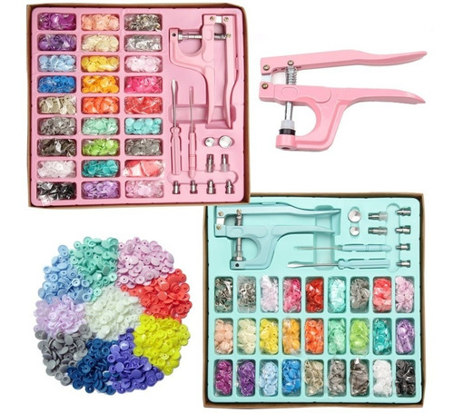 Imagen 1 de 7 de Set Maquina Ojetilladora Incluye 250 Botones Snap Broches