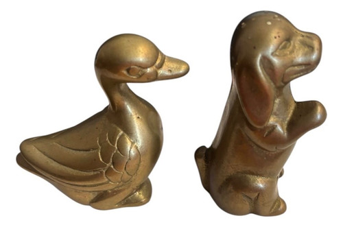 Pato Y Perro Bronce Pequeños Pisapapeles (Usado)