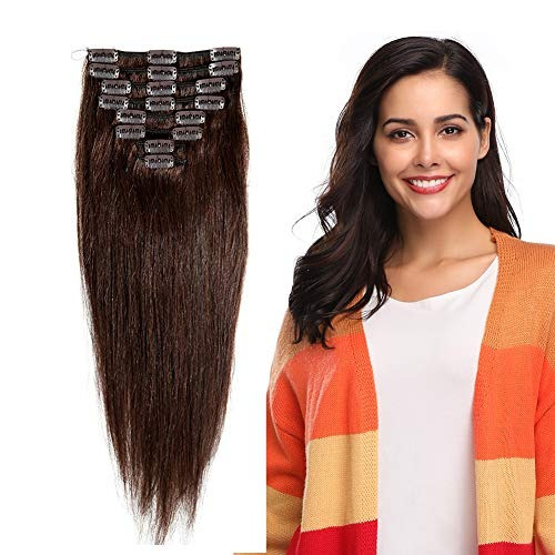 Clip En 100% Remy Extensiones De Cabello Humano 10  -24  Gra