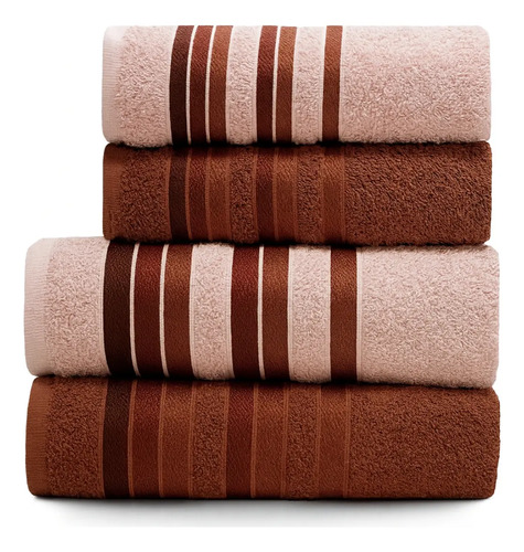 Jogo Toalhas Banho Grossas Macias Algodão 4pç Absorventes