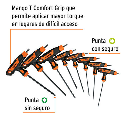 Juego De 8 Llaves Torx Extralargas Mango T 2x Más Resistente