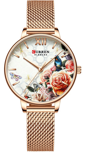 Curren 9060 - Reloj De Cuarzo Para Mujer, Diseño De Flores