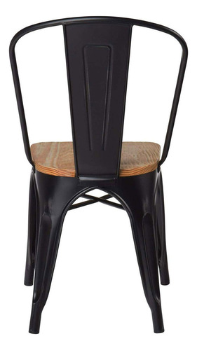 Pack 4 Sillas Tolix Vintage Con Asiento De Madera Asiento 52901 - Negro