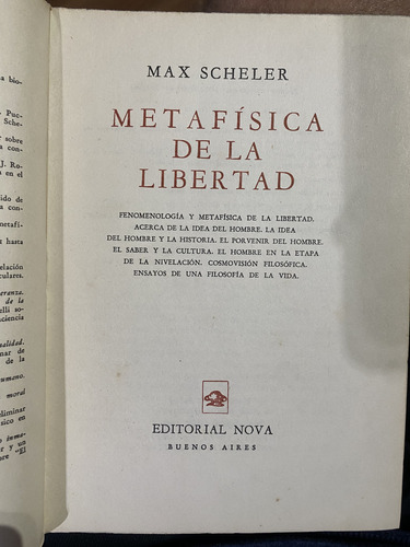 Metafísica De La Libertad Max Scheler (Usado)