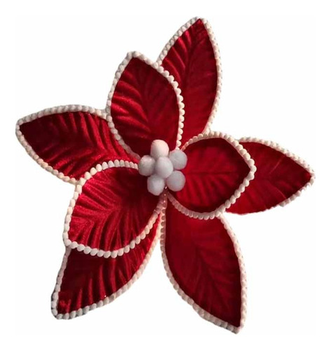 Flor Navideña Roja Borde Blanco