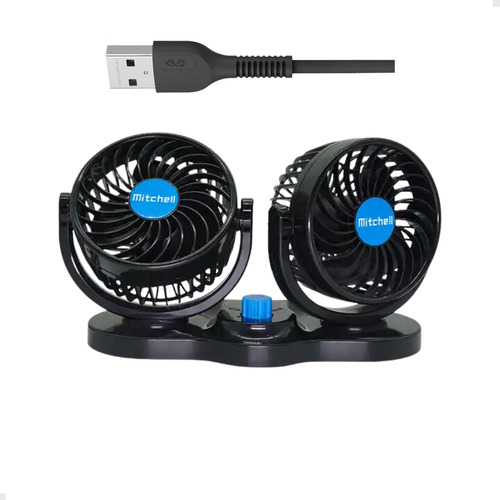 Ventilador de escritorio doble para automóviles, USB, 2 velocidades, 12 cm de diámetro