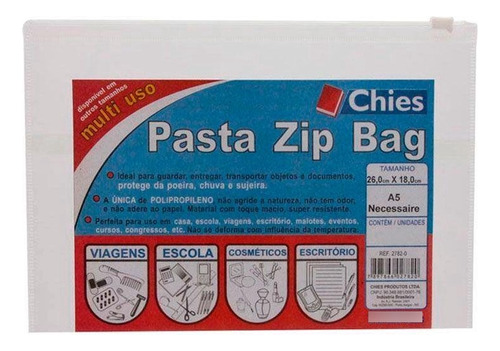 Pasta Zip Bag Versátil Cristal 2782 26x18cm 5 Un Chies