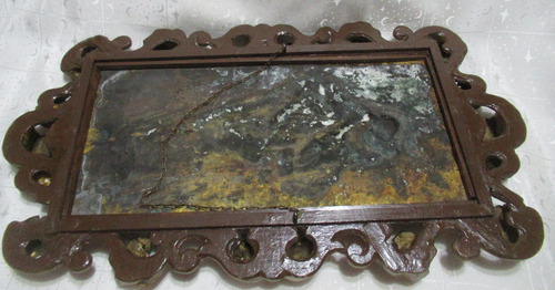Cuadro Bronce Cera Perdida Virgen Jesús Marco Madera (15490 Dorado Oscuro Dorado Oscuro (Usado)