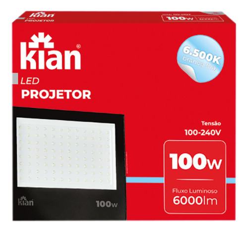 Refletor C/led Kian Giii 100w 6500k Ip65