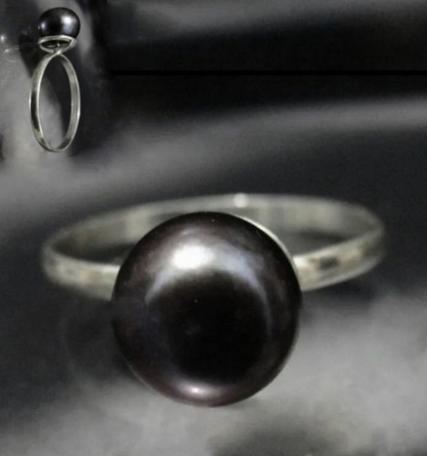 Imagem 1 de 7 de Pedras - Anel Prata E Pérola Negra Furtacor 8,5mm, Cód108a43
