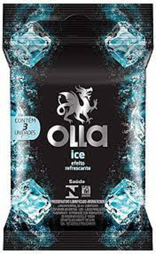 Camisinha Olla Ice Efeito Refrescante Com 3 Preservativos