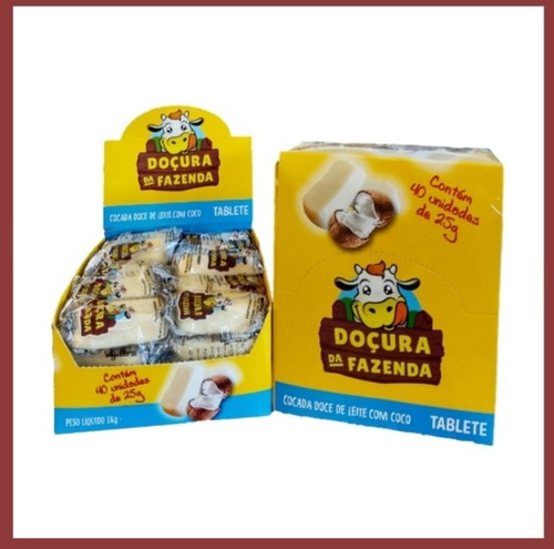 Doce De Leite Display De Tabletes Coco Cocada 1kg