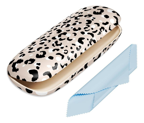 Estuche Duro Para Gafas Leopardo Con Paño De Limpieza