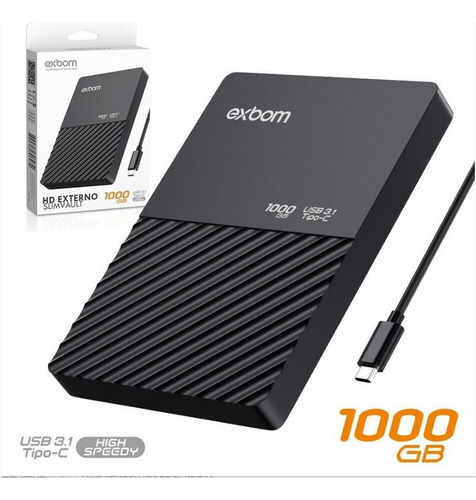 Hd Externo 1tb 1000gb Usb C 3.1 Slimvault Exbom Hde-s1ta