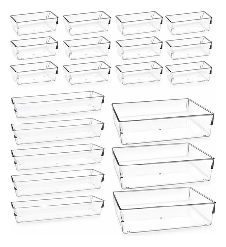 Kit Organizador de Acrílico para Maquiagem e Gavetas com 21 Peças