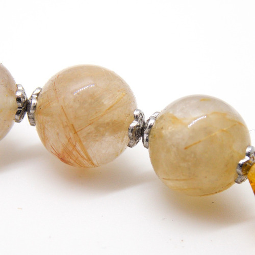 Pulsera De Piedras Semipreciosas De Cuarzo Rutilado Dorado