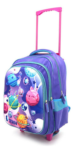 Mochila Escolar Carro Con Diseño 3d Trendy 17363 Color Violeta Diseño De La Tela Lisa
